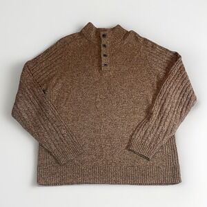Jos A Bank 1905 Wool/Nylon Blend Brown‎ Pullover Sweater XL 1/4 Button
